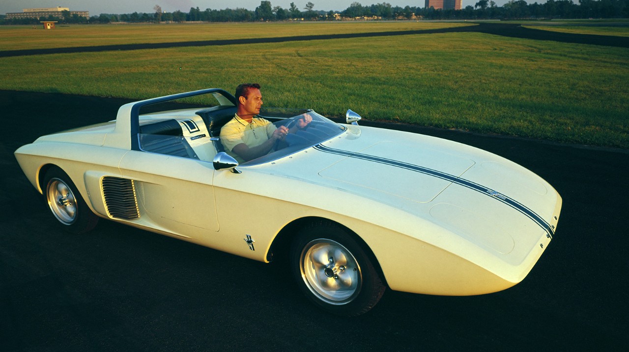 Mustang I, 1962 Man driving a Mustang I car